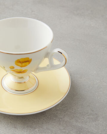 English Home Valentina New Bone China 4 Parça 2 Kişilik Kahve Fincan Takımı 80 ml Sarı