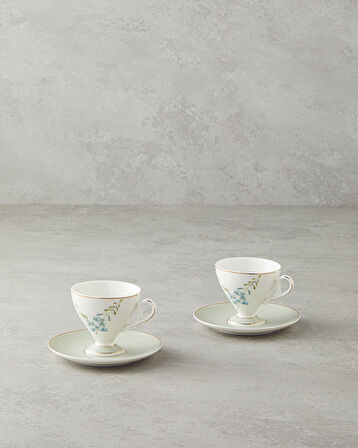 English Home Valentina New Bone China 4 Parça 2 Kişilik Kahve Fincan Takımı 80 ml Açık Yeşil