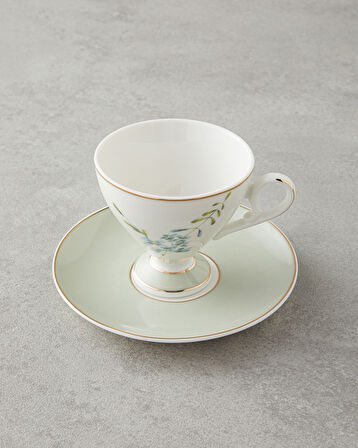 English Home Valentina New Bone China 4 Parça 2 Kişilik Kahve Fincan Takımı 80 ml Açık Yeşil