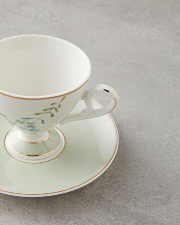 English Home Valentina New Bone China 4 Parça 2 Kişilik Kahve Fincan Takımı 80 ml Açık Yeşil