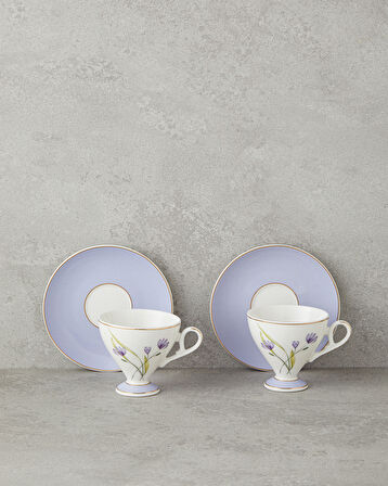 English Home Valentina New Bone China 4 Parça 2 Kişilik Kahve Fincan Takımı 80 ml Lila