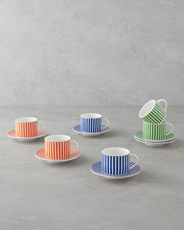 Toffee New Bone China 12 Parça 6 Kişilik Kahve Fincan Takımı 90 ml Renkli