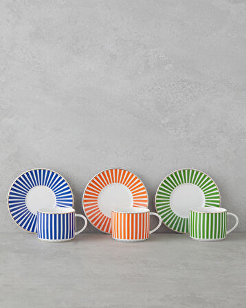 Toffee New Bone China 12 Parça 6 Kişilik Kahve Fincan Takımı 90 ml Renkli