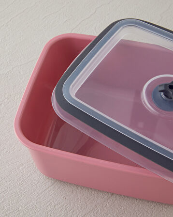 English Home Calvina Plastik 3 Parça Saklama Kabı 450 x 950 x 1800 ml Pembe