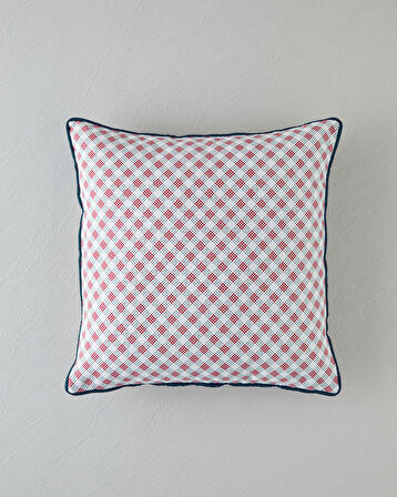 Righe Kırlent Kılıfı 45x45 cm Kırmızı - Beyaz