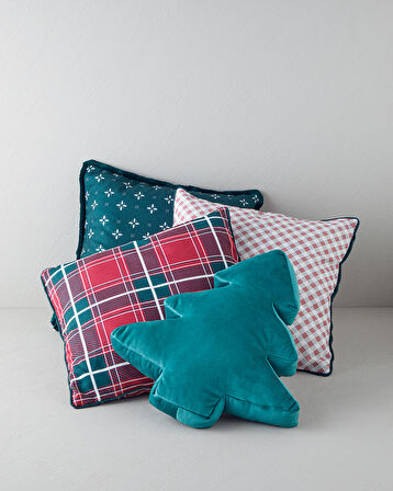 Righe Kırlent Kılıfı 45x45 cm Kırmızı - Beyaz