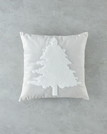 Whitestar Nakışlı Dekoratif Kırlent 45x45 cm Ekru