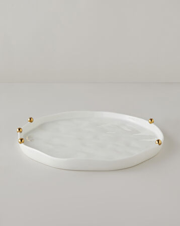 Golden Gleam Porselen Supla 34 cm Beyaz-Gold