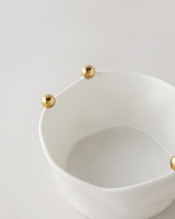Golden Gleam Porselen Kase 15 cm Beyaz-Gold