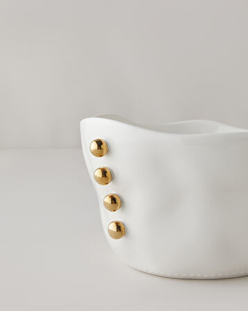 Golden Gleam Porselen Kase 21 cm Beyaz-Gold