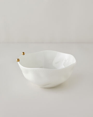 Golden Gleam Porselen Kase 25 cm Beyaz-Gold