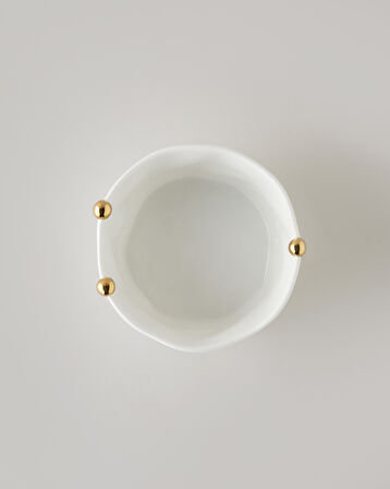 Golden Gleam Porselen Kase 25 cm Beyaz-Gold