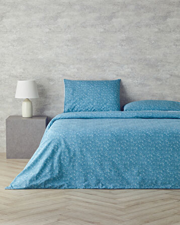 English Home Blossom Garden Çift Taraflı Kolay Ütülenir Çift Kişilik Nevresim Takımı 200x220 cm Mavi