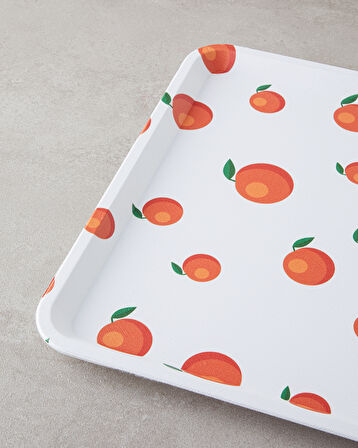 English Home Orangeis Plastik Tepsi Beyaz - Turuncu