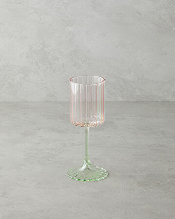 Glimmer Cam 2'li Kadeh 250 ml Pembe - Yeşil