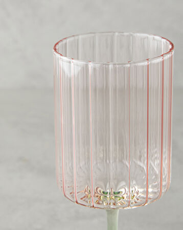 Glimmer Cam 2'li Kadeh 250 ml Pembe - Yeşil