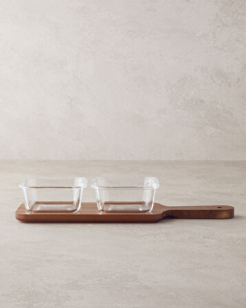 Artistry Akasya-Cam 3 Parça Sunumluk 36x11x6 Cm Kahve