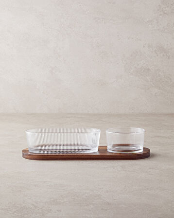 Symphony Akasya-Cam 3 Parça Sunumluk 30x11x6 Cm Kahve