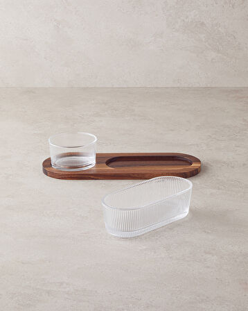 Symphony Akasya-Cam 3 Parça Sunumluk 30x11x6 Cm Kahve