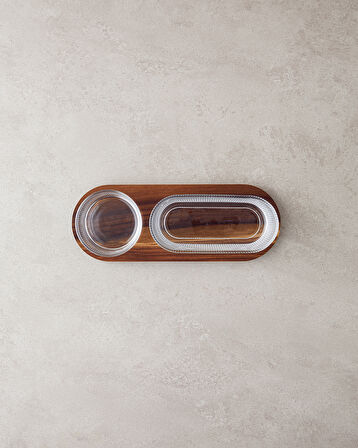 Symphony Akasya-Cam 3 Parça Sunumluk 30x11x6 Cm Kahve