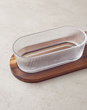 Symphony Akasya-Cam 3 Parça Sunumluk 30x11x6 Cm Kahve