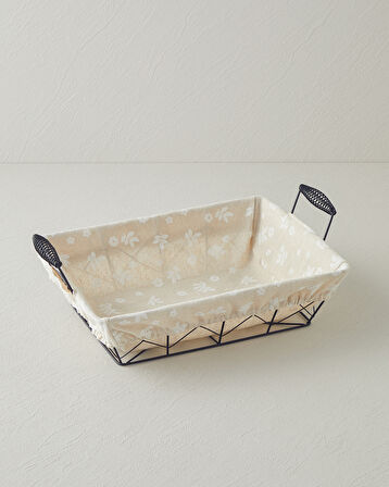 Woven Metal Ekmek Sepeti 30x23x8,5 Cm Krem