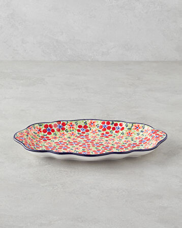 Botanic Stoneware Kayık Tabak 35 cm Renkli