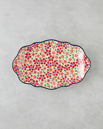 Botanic Stoneware Kayık Tabak 35 cm Renkli