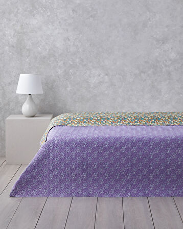 Fiore Viola King Size Çok Amaçlı Örtü 240x220 cm Mor