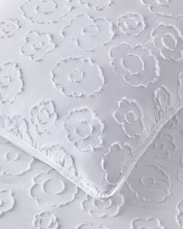 Dainty Bloom Kesmeli Tek Kişilik Yatak Örtüsü Takımı 160x220 cm Beyaz