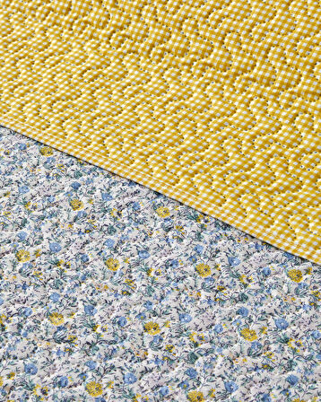 Azure Bloom Çok Amaçlı King Size Yatak Örtüsü Takımı 240x220 cm Sarı