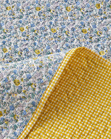 Azure Bloom Çok Amaçlı King Size Yatak Örtüsü Takımı 240x220 cm Sarı