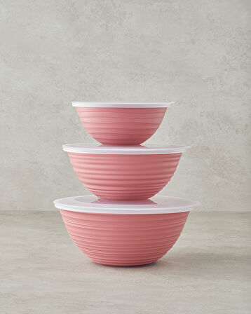 English Home Deanna Plastik 3 Parça Saklama Kabı 1-2-3 Lt Pembe