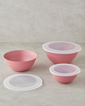 English Home Deanna Plastik 3 Parça Saklama Kabı 1-2-3 Lt Pembe