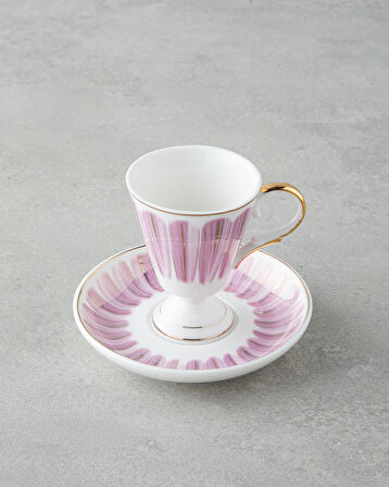 Winnie Porselen 4 Parça 2 Kişilik Kahve Fincan Takımı 90 ml Pembe - Mavi