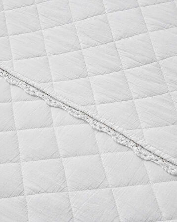 English Home Vintage Diamond Çift Kişilik Yatak Örtüsü Takımı 200x220 cm Beyaz