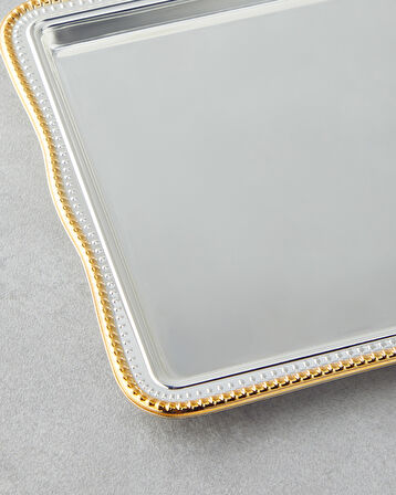 Reflection Metal İkram Tepsisi 32x17 cm Gold-Silver