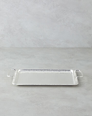 Glamour Metal Tepsi 34,5x22 Cm Silver