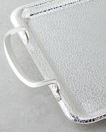 Glamour Metal Tepsi 34,5x22 Cm Silver