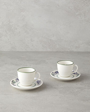 English Home Mistia Bone Porselen 4 Parça 2 Kişilik Kahve Fincan Takımı 90 ml Mavi