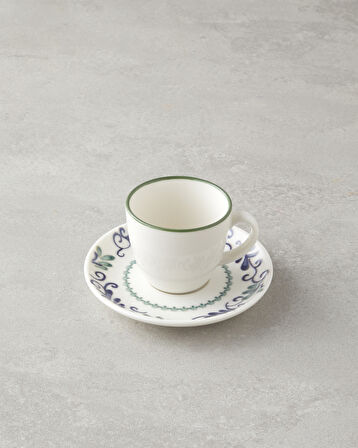 English Home Mistia Bone Porselen 4 Parça 2 Kişilik Kahve Fincan Takımı 90 ml Mavi