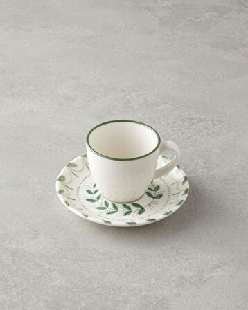 English Home Petally Bone Porselen 4 Parça 2 Kişilik Kahve Fincan Takımı 90 ml Mavi-yeşil