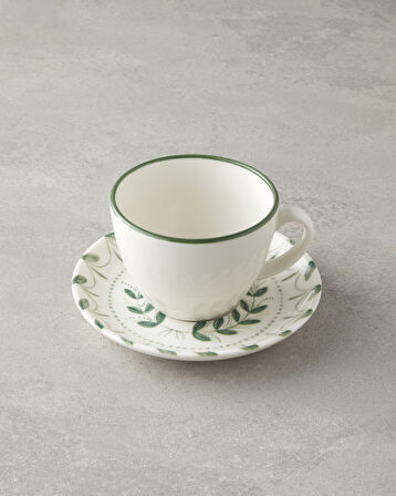 English Home Petally Bone Porselen 4 Parça 2 Kişilik Fincan Takımı 220 ml Mavi-yeşil
