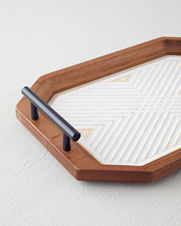 Brien Dekoratif Tepsi 21x32 cm Kahve