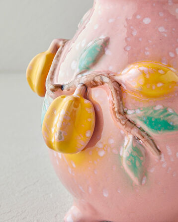 Summer Fruit Vazo 19x18x19 cm Pembe