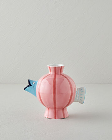 Fish Seramik Vazo 17 cm Multicolor