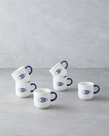 Marinique Stoneware 6'lı Kahve Fincan Takımı 130 ml Mavi