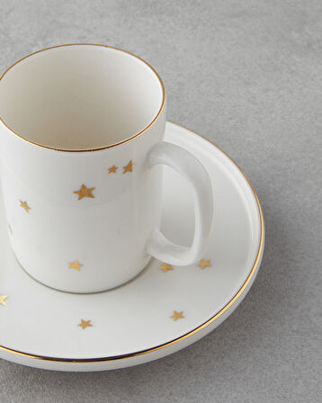 English Home Talisman Star Bone Porselen 4 Parça 2 Kişilik Kahve Fincan Takımı 90 ml Gold