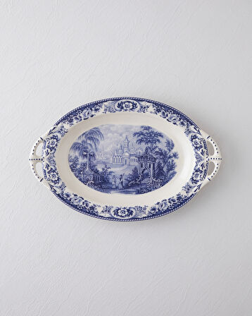 Preston Stoneware Kayık Tabak 36 cm Lacivert