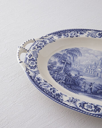 Preston Stoneware Kayık Tabak 36 cm Lacivert